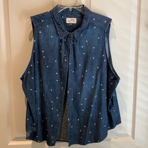 Sleeveless denim blouse